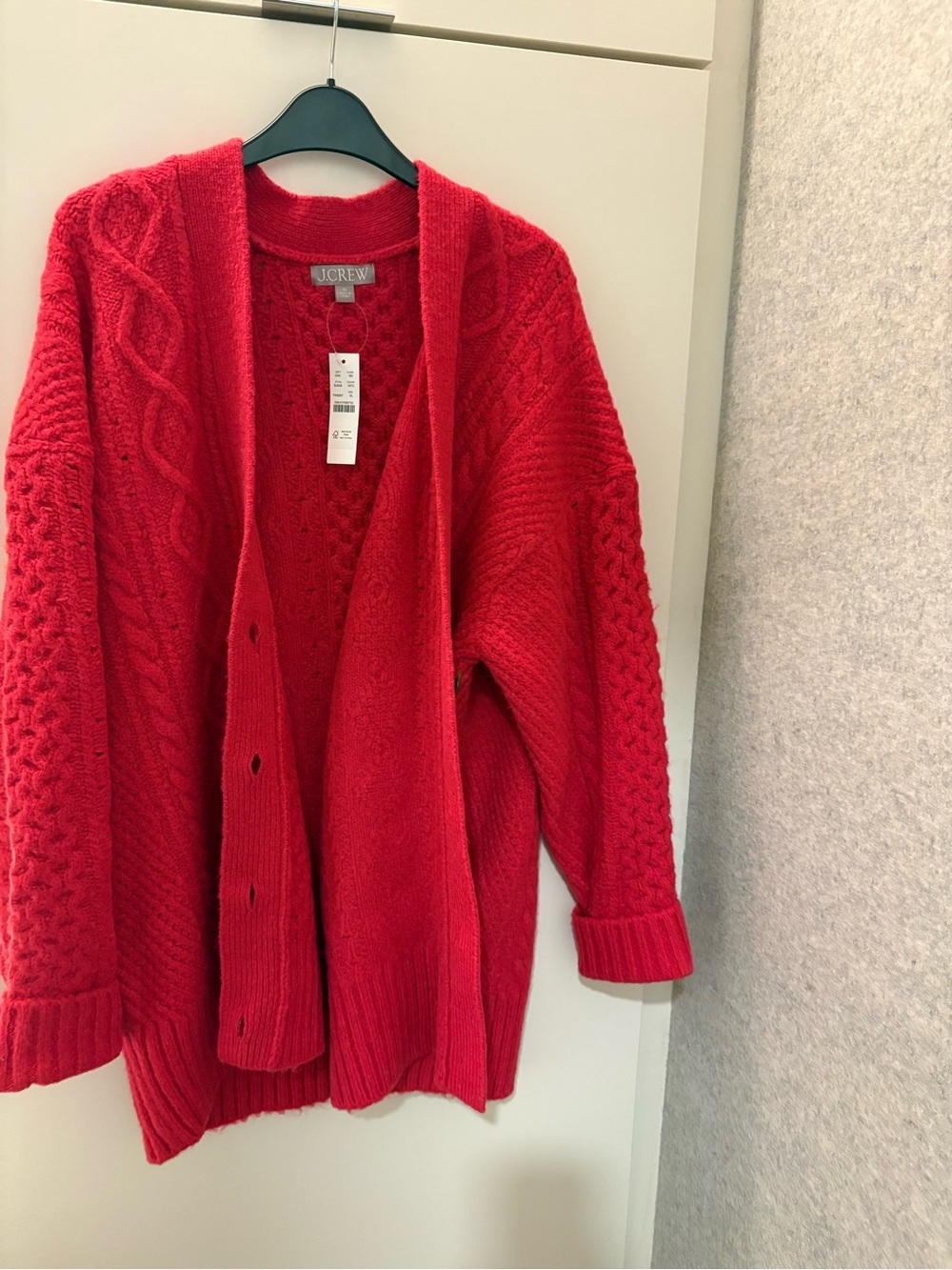 J. Crew Oversized Cable Knit Cardigan Sweater.